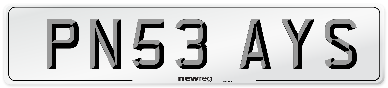 PN53 AYS Number Plate from New Reg